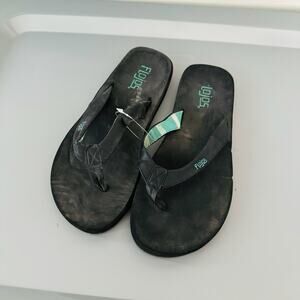 Flojos Black And Blue Leather Flip Flops Kids Size 5.5